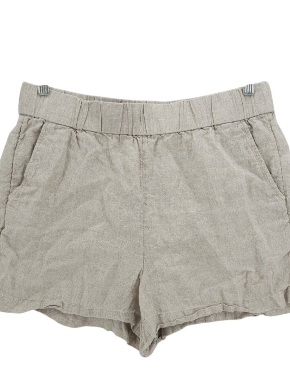 J CREW Tropez Short in Linen Elastic Waist Pull On Pocket Oatmeal Beige MEDIUM